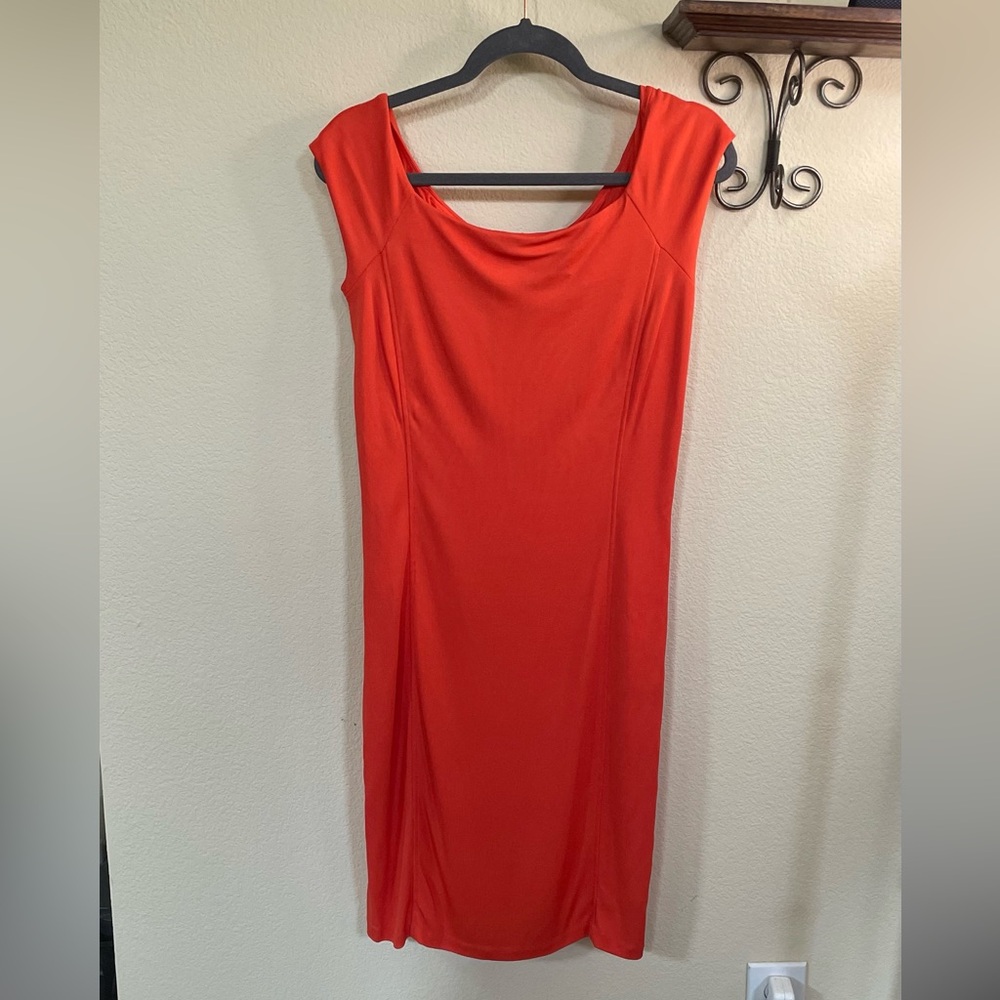 Ralph Lauren Black Label Orange Sleeveless Midi Dress